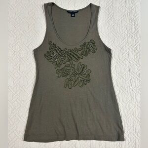 Banana Republic Beaded Olive Green Tank Top